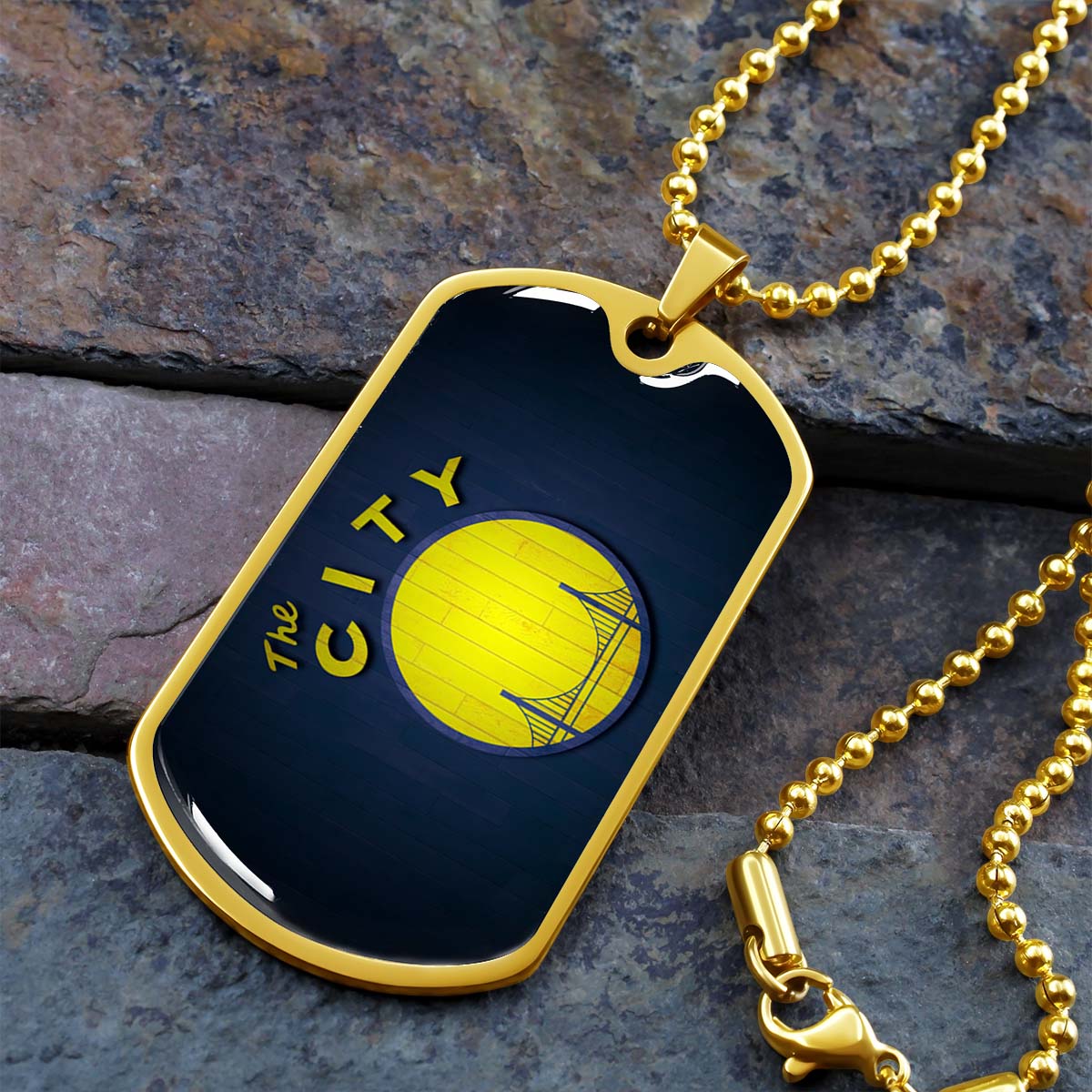 Basketball - BKD014 - Golden State Warriors Sports - The City - Basketball Dog Tag - Military Ball Chain - Luxury Dog Tag