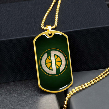 Basketball - BKD017 - Seattle Supersonics Sports - Basketball Dog Tag - Military Ball Chain - Luxury Dog Tag