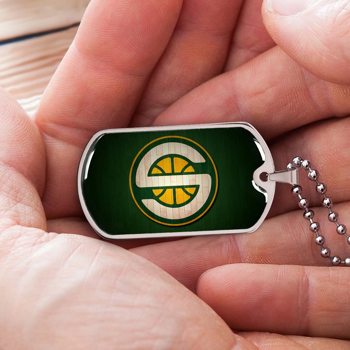 Basketball - BKD017 - Seattle Supersonics Sports - Basketball Dog Tag - Military Ball Chain - Luxury Dog Tag