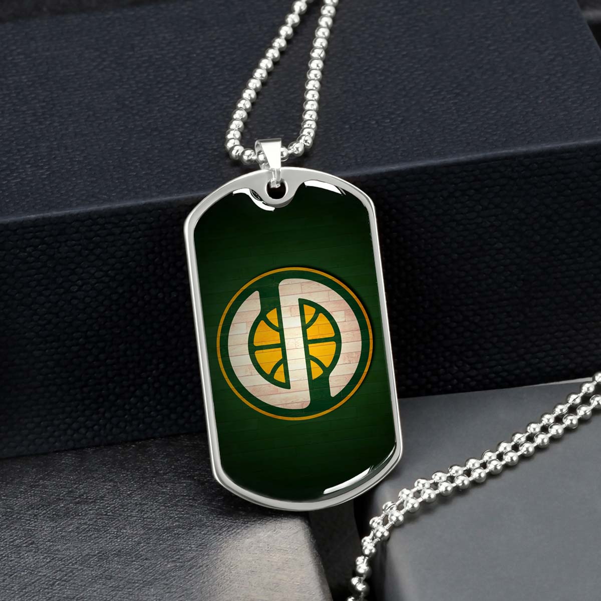 Basketball - BKD017 - Seattle Supersonics Sports - Basketball Dog Tag - Military Ball Chain - Luxury Dog Tag
