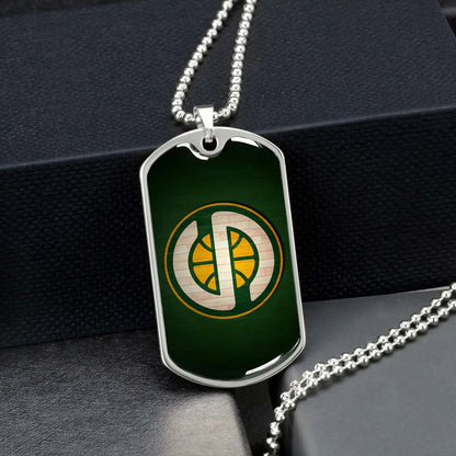 Basketball - BKD017 - Seattle Supersonics Sports - Basketball Dog Tag - Military Ball Chain - Luxury Dog Tag