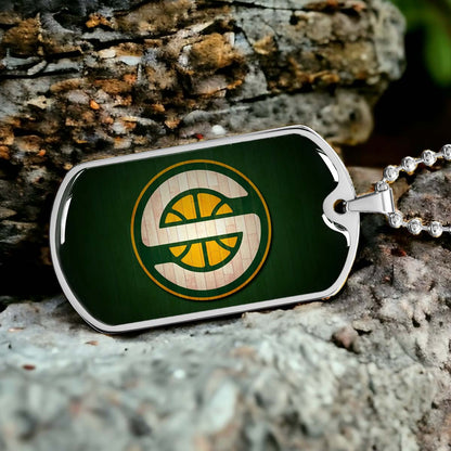Basketball - BKD017 - Seattle Supersonics Sports - Basketball Dog Tag - Military Ball Chain - Luxury Dog Tag