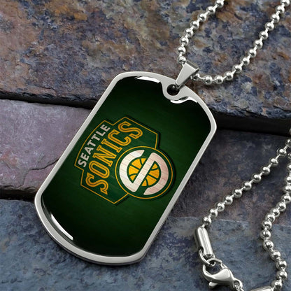 Basketball - BKD018 - Seattle Supersonics Sports - Basketball Dog Tag - Military Ball Chain - Luxury Dog Tag