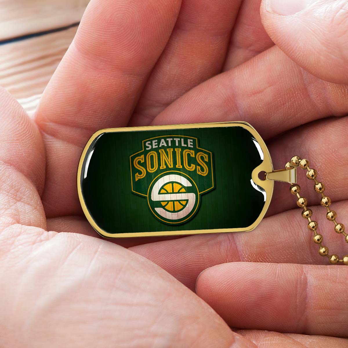 Basketball - BKD018 - Seattle Supersonics Sports - Basketball Dog Tag - Military Ball Chain - Luxury Dog Tag