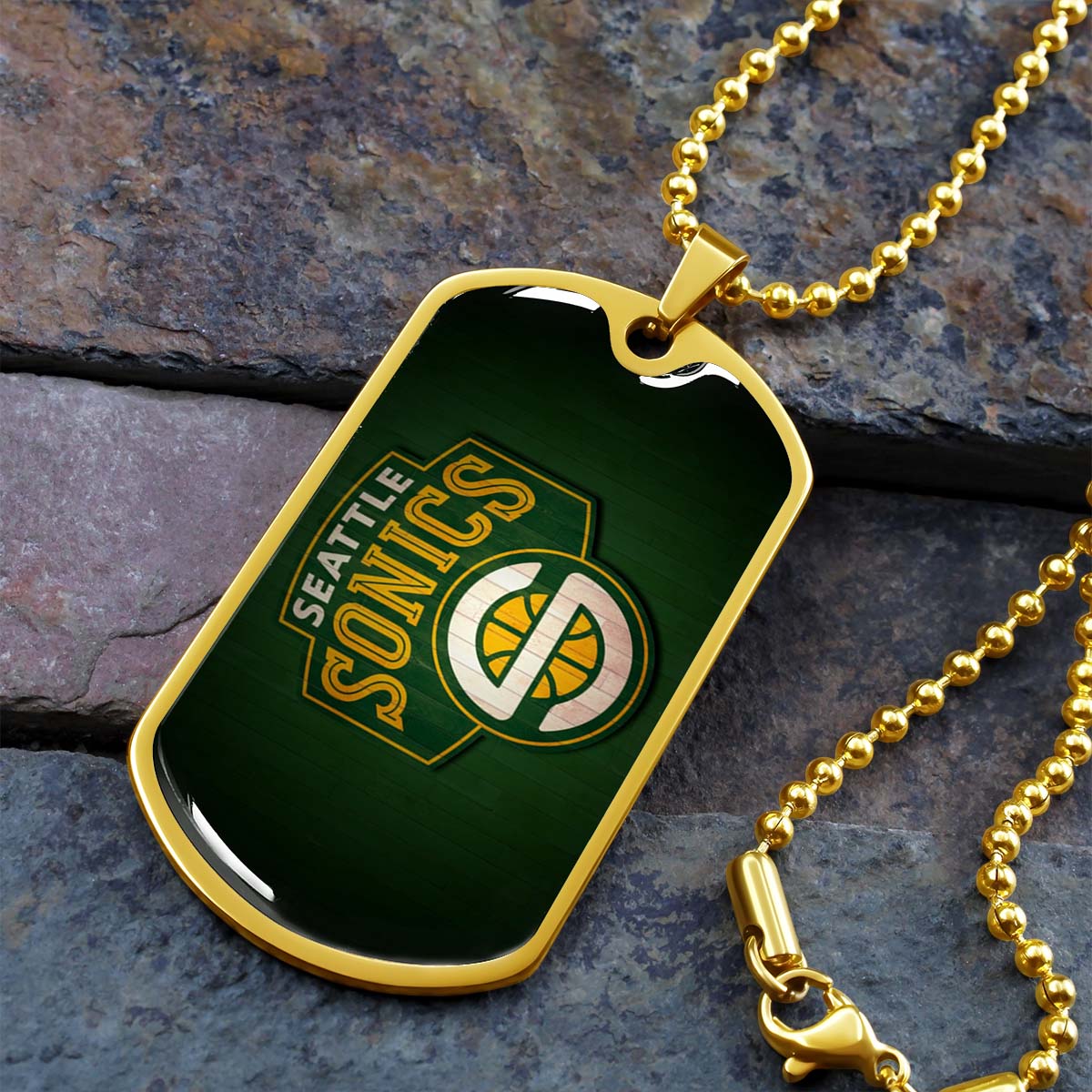 Basketball - BKD018 - Seattle Supersonics Sports - Basketball Dog Tag - Military Ball Chain - Luxury Dog Tag