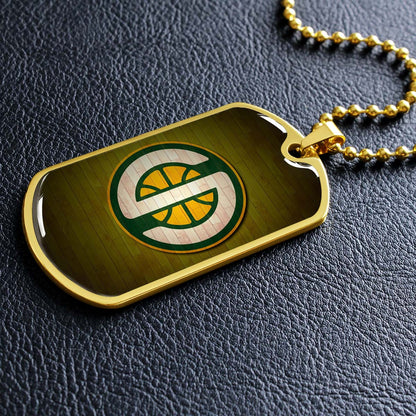 Basketball - BKD019 - Seattle Supersonics Sports - Basketball Dog Tag - Military Ball Chain - Luxury Dog Tag