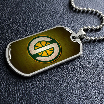 Basketball - BKD019 - Seattle Supersonics Sports - Basketball Dog Tag - Military Ball Chain - Luxury Dog Tag