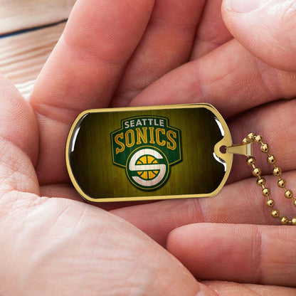 Basketball - BKD020 - Seattle Supersonics Sports - Basketball Dog Tag - Military Ball Chain - Luxury Dog Tag