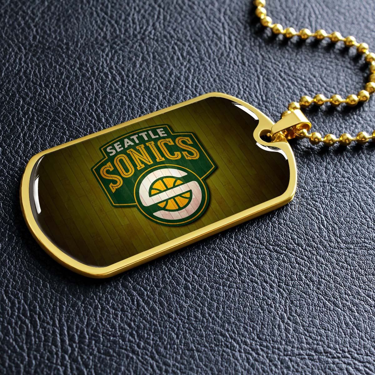 Basketball - BKD020 - Seattle Supersonics Sports - Basketball Dog Tag - Military Ball Chain - Luxury Dog Tag