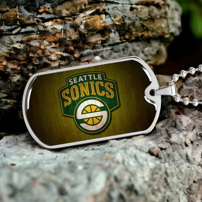 Basketball - BKD020 - Seattle Supersonics Sports - Basketball Dog Tag - Military Ball Chain - Luxury Dog Tag