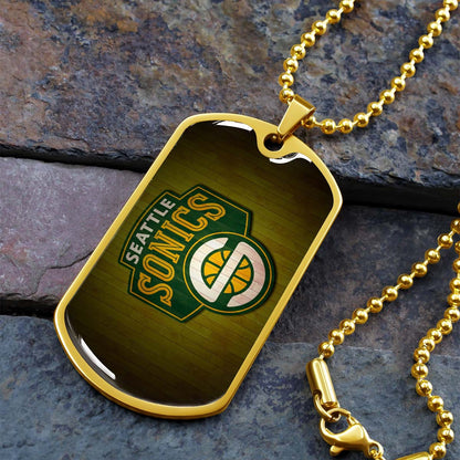 Basketball - BKD020 - Seattle Supersonics Sports - Basketball Dog Tag - Military Ball Chain - Luxury Dog Tag