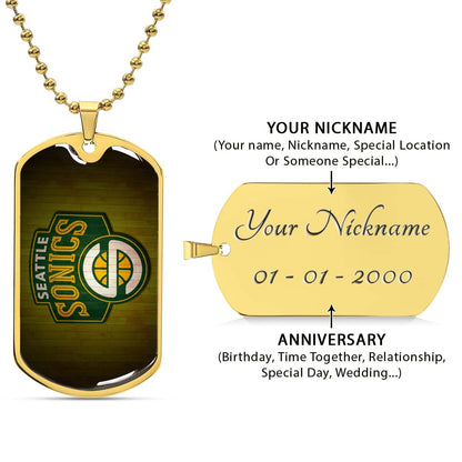 Basketball - BKD020 - Seattle Supersonics Sports - Basketball Dog Tag - Military Ball Chain - Luxury Dog Tag