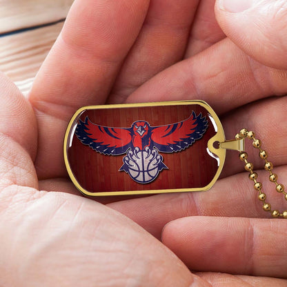 Basketball - BKD022 - Atlanta Hawks Sports - Basketball Dog Tag - Military Ball Chain - Luxury Dog Tag