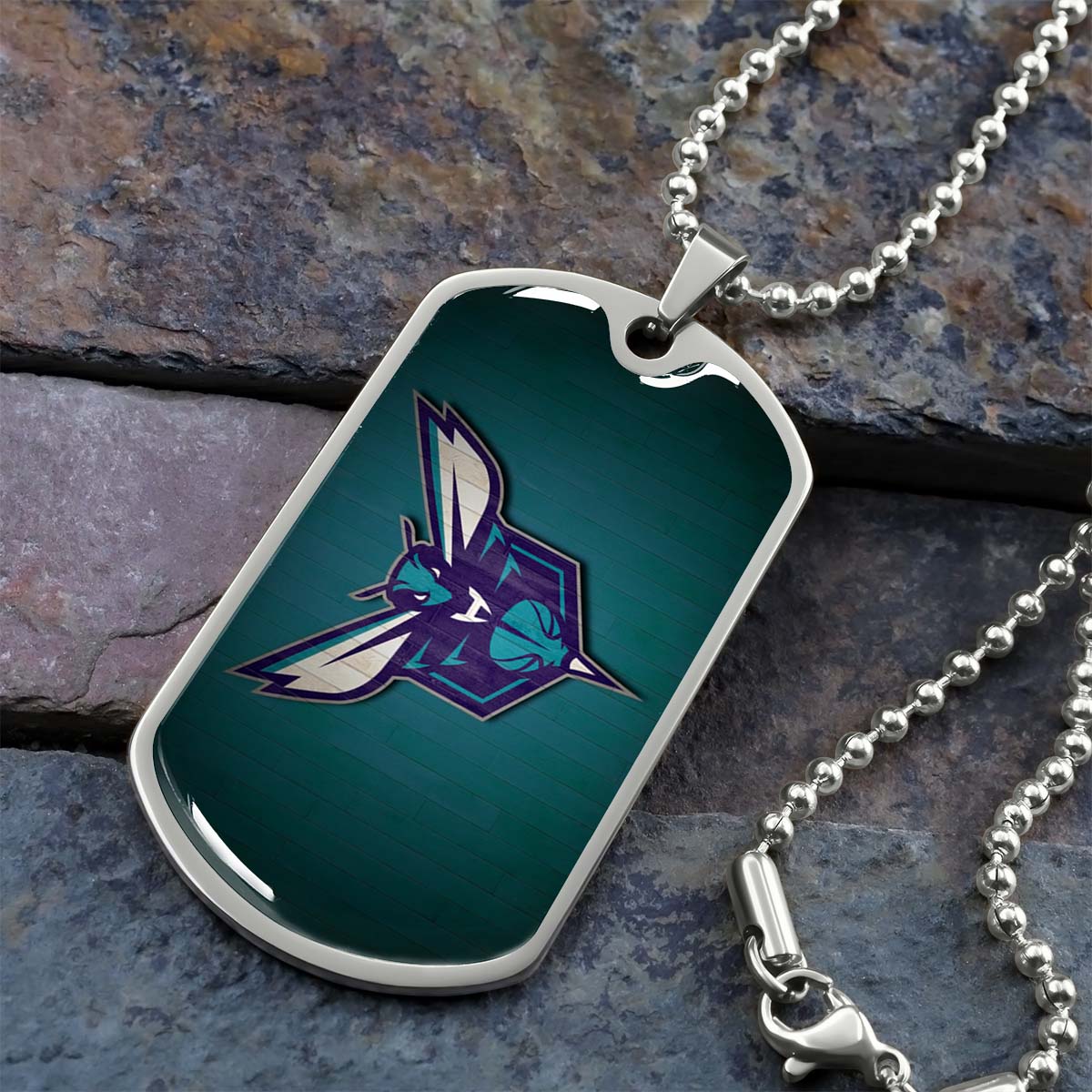 Basketball - BKD023 - Charlotte Hornets Sports - Basketball Dog Tag - Military Ball Chain - Luxury Dog Tag