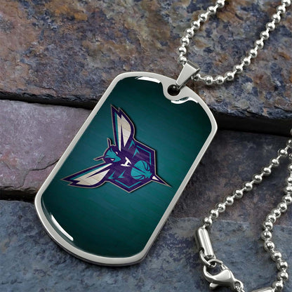 Basketball - BKD023 - Charlotte Hornets Sports - Basketball Dog Tag - Military Ball Chain - Luxury Dog Tag