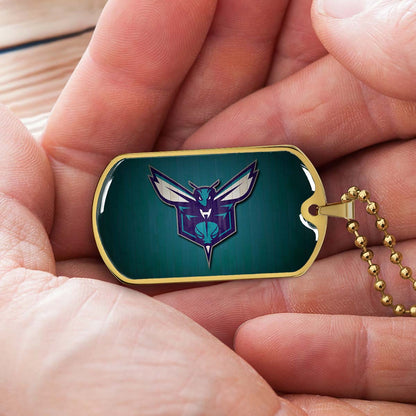 Basketball - BKD023 - Charlotte Hornets Sports - Basketball Dog Tag - Military Ball Chain - Luxury Dog Tag
