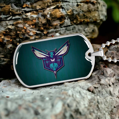 Basketball - BKD023 - Charlotte Hornets Sports - Basketball Dog Tag - Military Ball Chain - Luxury Dog Tag
