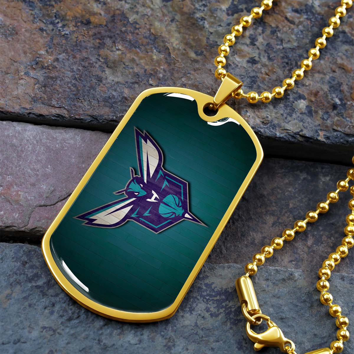 Basketball - BKD023 - Charlotte Hornets Sports - Basketball Dog Tag - Military Ball Chain - Luxury Dog Tag
