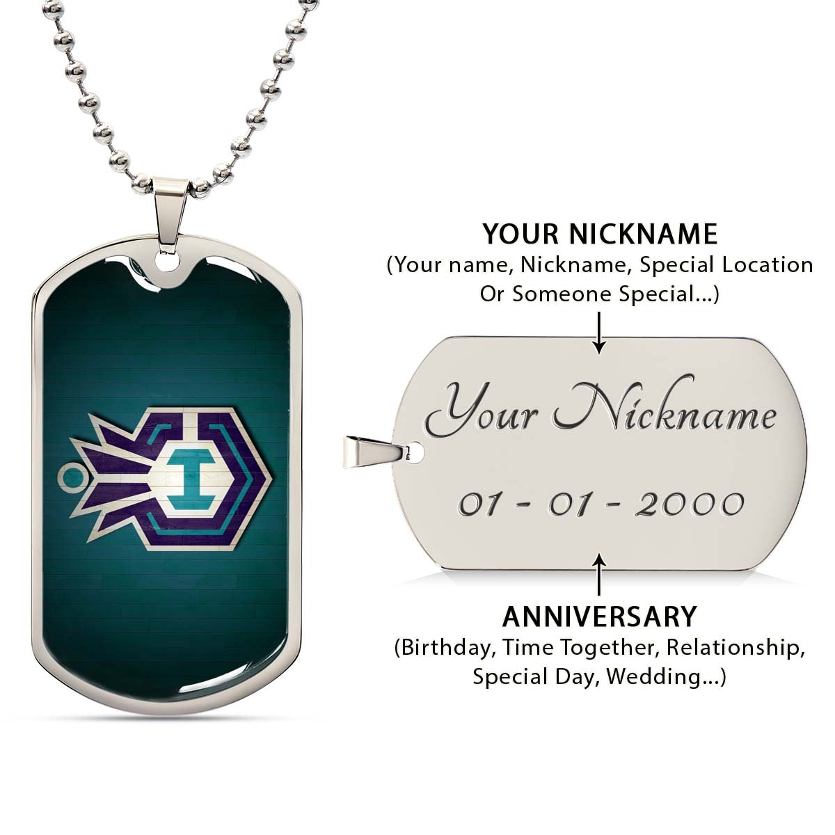 Basketball - BKD025 - Charlotte Hornets Sports - Basketball Dog Tag - Military Ball Chain - Luxury Dog Tag