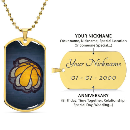Basketball - BKD026 - Memphis Grizzlies Sports - Basketball Dog Tag - Military Ball Chain - Luxury Dog Tag