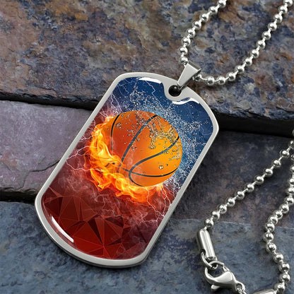 Basketball - BKD027 - Dynamic Basketball - Basketball Dog Tag - Military Ball Chain - Luxury Dog Tag