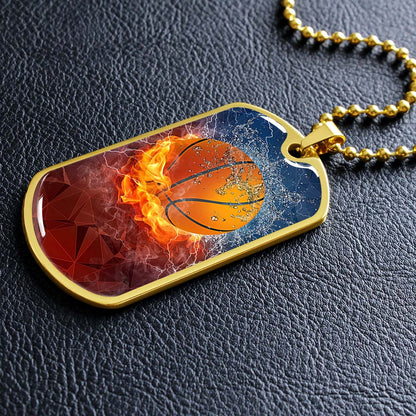 Basketball - BKD027 - Dynamic Basketball - Basketball Dog Tag - Military Ball Chain - Luxury Dog Tag