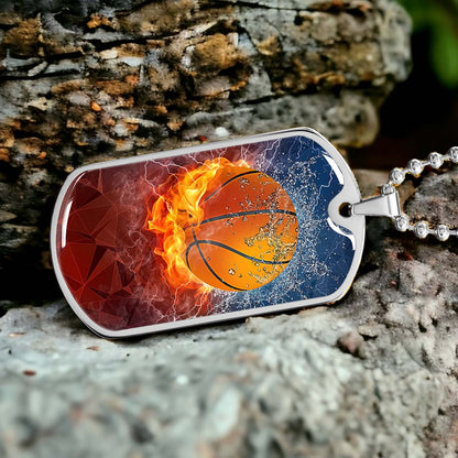 Basketball - BKD027 - Dynamic Basketball - Basketball Dog Tag - Military Ball Chain - Luxury Dog Tag