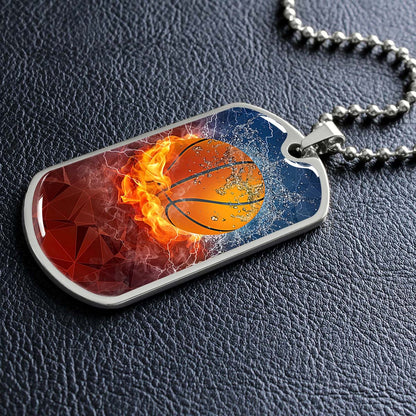 Basketball - BKD027 - Dynamic Basketball - Basketball Dog Tag - Military Ball Chain - Luxury Dog Tag