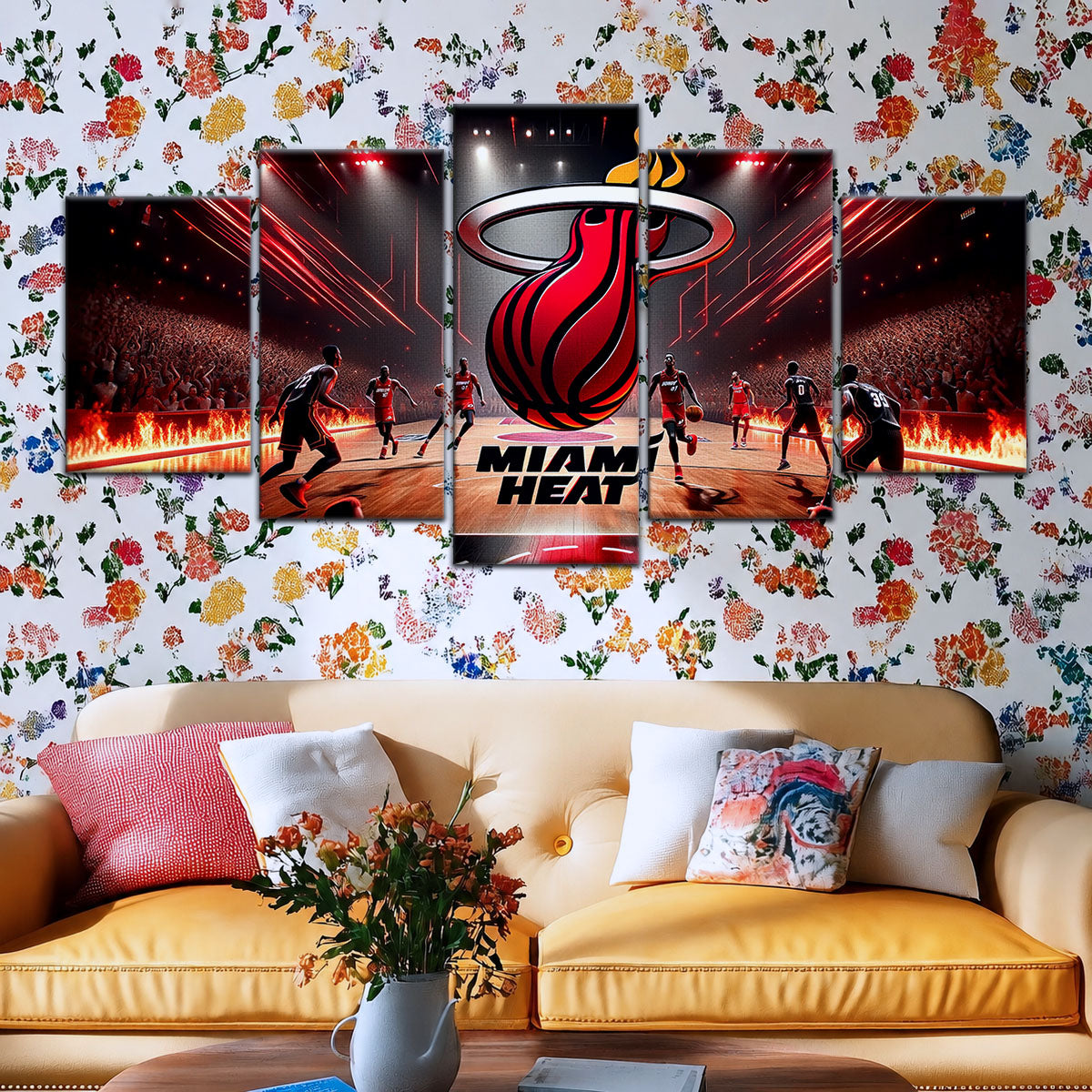 Basketball Canvas Wall Art - BK5044 - Miami Heat Basketball