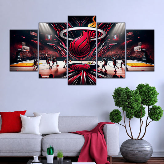 Basketball Wall Art - BK5045 - Miami Heat Basketball - Basketball Poster - Basketball Canvas