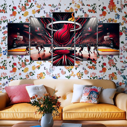Basketball Canvas Wall Art - BK5045 - Miami Heat Basketball
