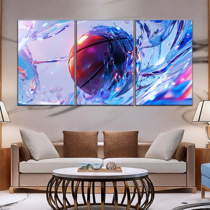 Basketball Wall Art - BK5055 - Basketball in Dynamic Splash - Basketball Poster - Basketball Canvas