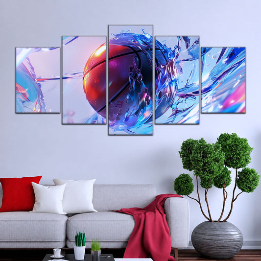 Basketball Wall Art - BK5055 - Basketball in Dynamic Splash - Basketball Poster - Basketball Canvas