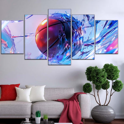 Basketball Wall Art - BK5055 - Basketball in Dynamic Splash - Basketball Poster - Basketball Canvas