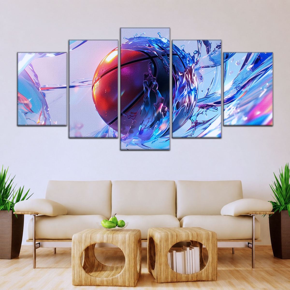 Basketball Canvas Wall Art - BK5055 - Basketball in Dynamic Splash