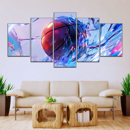 Basketball Canvas Wall Art - BK5055 - Basketball in Dynamic Splash