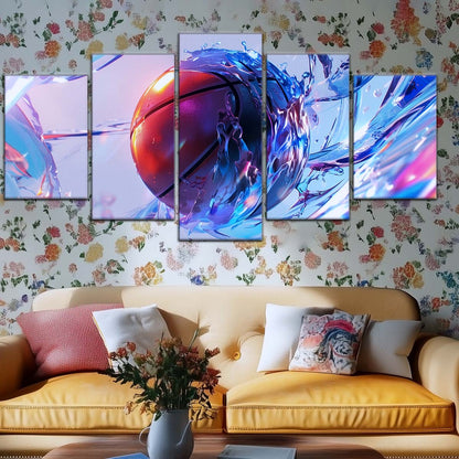 Basketball Wall Art - BK5055 - Basketball in Dynamic Splash - Basketball Poster - Basketball Canvas