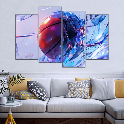 Basketball Wall Art - BK5055 - Basketball in Dynamic Splash - Basketball Poster - Basketball Canvas