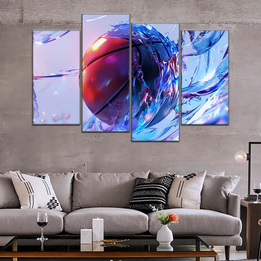 Basketball Wall Art - BK5055 - Basketball in Dynamic Splash - Basketball Poster - Basketball Canvas