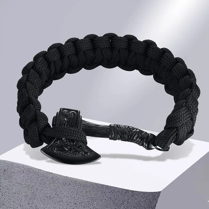 Viking - Chunky Norse Viking Thor's Hammer Bracelets for Men, Black Stainless Steel Mjolnir Scandinavian Rune Amulet Punk Wristband
