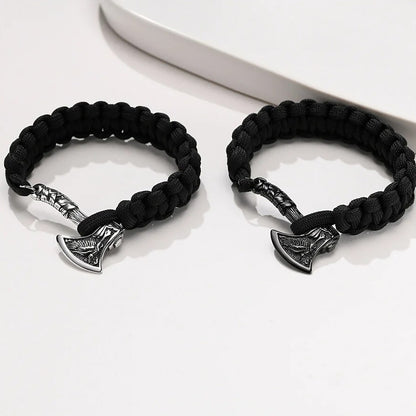 Viking - Chunky Norse Viking Thor's Hammer Bracelets for Men, Black Stainless Steel Mjolnir Scandinavian Rune Amulet Punk Wristband