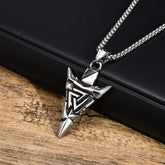 Viking - Cool Nordic Vikings Necklaces for Men, Waterproof Stainless Steel Retro Triangle Pendant Collar, Amulet Talisman Jewelry