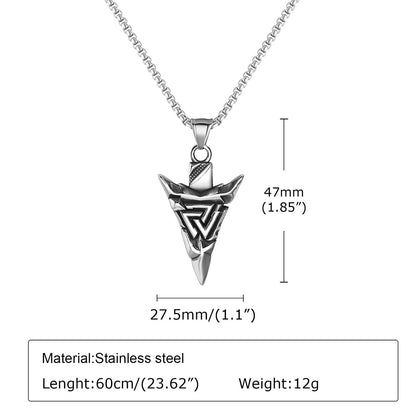 Viking - Cool Nordic Vikings Necklaces for Men, Waterproof Stainless Steel Retro Triangle Pendant Collar, Amulet Talisman Jewelry