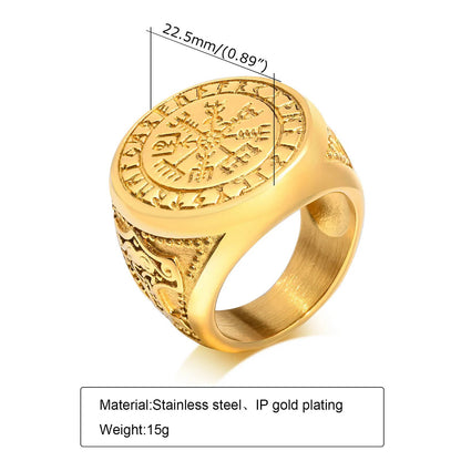 Viking - Cool Punk Norse Viking Thor Mjolnir Hammer Rings for Men,Solid Stainless Steel Metal Rock Axe Signet Finger Bands Jewelry