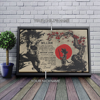 Dragon Ball Bardock and Kid Goku Canvas Wall Art - To My Son From Dad Meaningful Gift for Son -  DBZ Anime Ready to Hang Son Room Decor - DR002