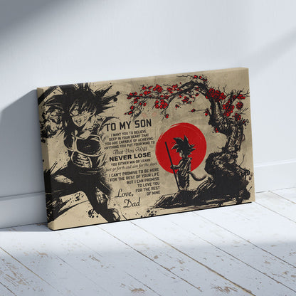 Dragon Ball Bardock and Kid Goku Canvas Wall Art - To My Son From Dad Meaningful Gift for Son -  DBZ Anime Ready to Hang Son Room Decor - DR002