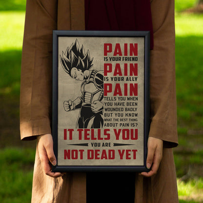 Goku Super Saiyan Canvas Wall Art - Dragon Ball Z Motivational Quote “Quitting Is Not” Print - Ready to Hang Gym Workout Decor - DR055