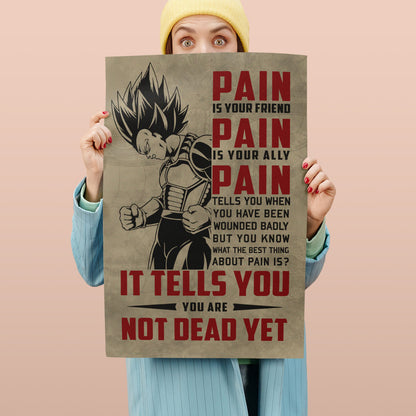 Goku Super Saiyan Canvas Wall Art - Dragon Ball Z Motivational Quote “Quitting Is Not” Print - Ready to Hang Gym Workout Decor - DR055