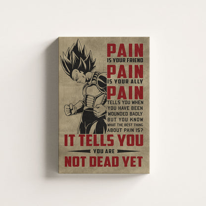 Vegeta Super Saiyan Canvas Wall Art - Dragon Ball Z Motivational "Pain" Print - Ready to Hang Home Office Decor - DR016
