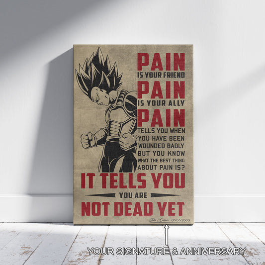 Vegeta Super Saiyan Canvas Wall Art - Dragon Ball Z Motivational "Pain" Print - Ready to Hang Home Office Decor - DR016